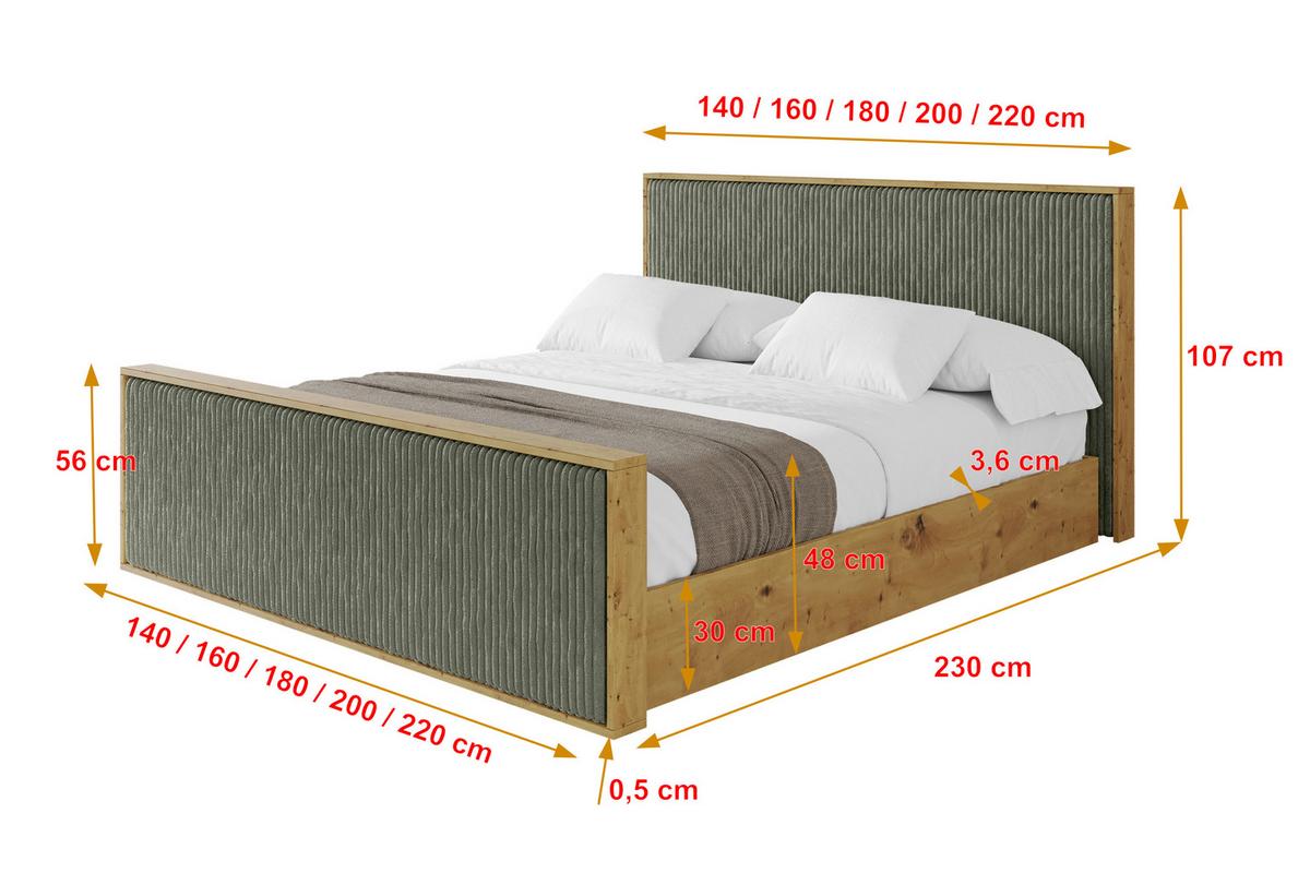 POLSTERBETT mit Bettkasten und Lattenrost, Boxbett mit Stauraum und Kopftei mit Matratze H3/H4 - ENZO10 120x200 Olivgrün - Olivgrün, Holzwerkstoff/Textil (120/200cm) - ALTDECOR