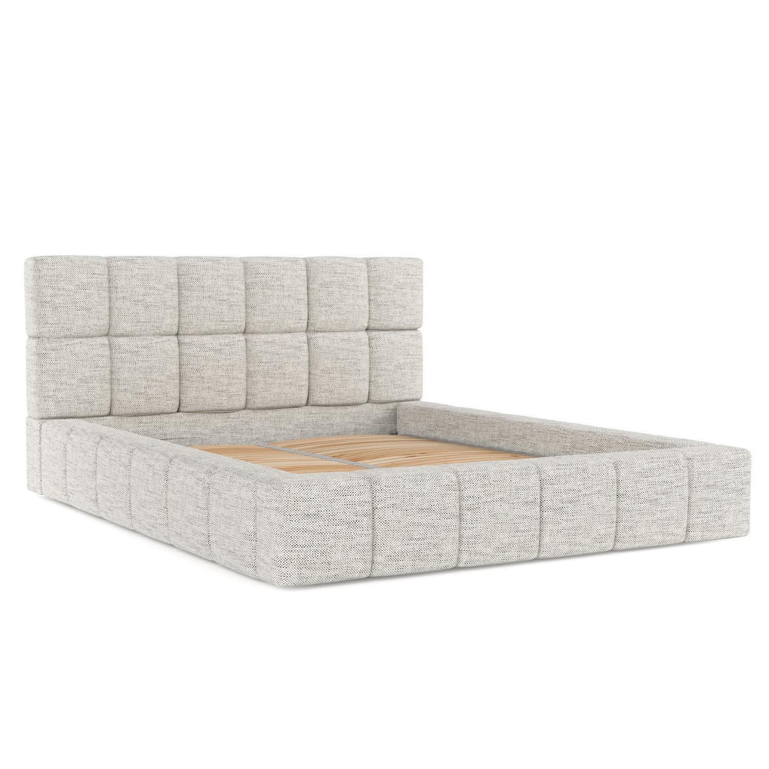 POLSTERBETT Paros mit Stauraum 180/200 cm Hellgrau im Modesto Stoff - Hellgrau/Schwarz, Holz/Holzwerkstoff (180/200cm) - AltaBeds