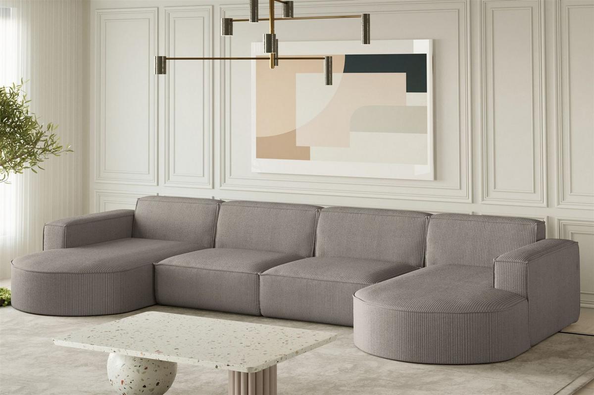 WOHNLANDSCHAFT Palma Xl Stoff Noel - Grau, Holzwerkstoff/Textil (282/78/165cm) - Fun Möbel