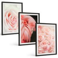 BILDER SET 3er Set - 40x60 cm Schwarzer Rahmen - Zartrosa Flamingos - Schwarz, Kunststoff (40/60cm) - TULUP