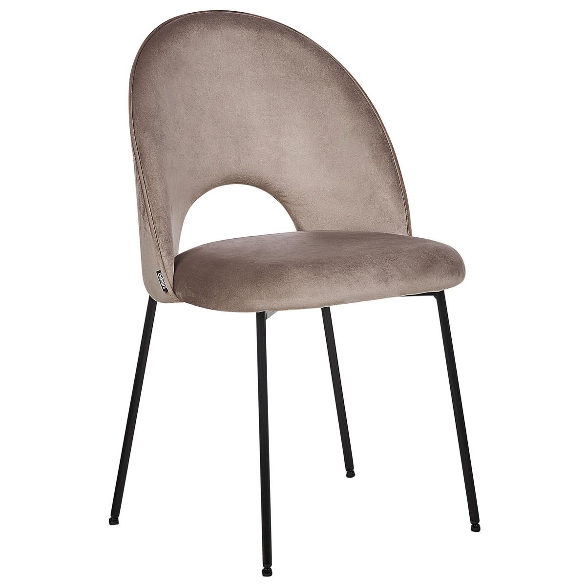 ESSZIMMERSTUHL 2er-Set Samtstoff taupe Covelo - Beige/Schwarz, Textil (46/84/45cm) - Beliani