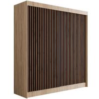 KLEIDERSCHRANK mit Lamel-Schiebetüren VILANv2 - 200 cm Sonoma Eiche + Lamelle Eiche Wotan - Eiche Wotan/Sonoma Eiche, Holzwerkstoff (200/215/61cm) - ALTDECOR