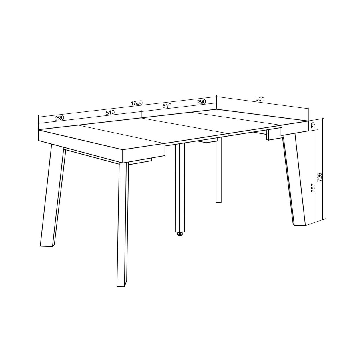 ESSTISCH ausziehbar 58 bis 160cm, für 8 Gäste, schwarz, 58/90/73cm - Schwarz, Holzwerkstoff (90/160/73cm) - Skraut Home