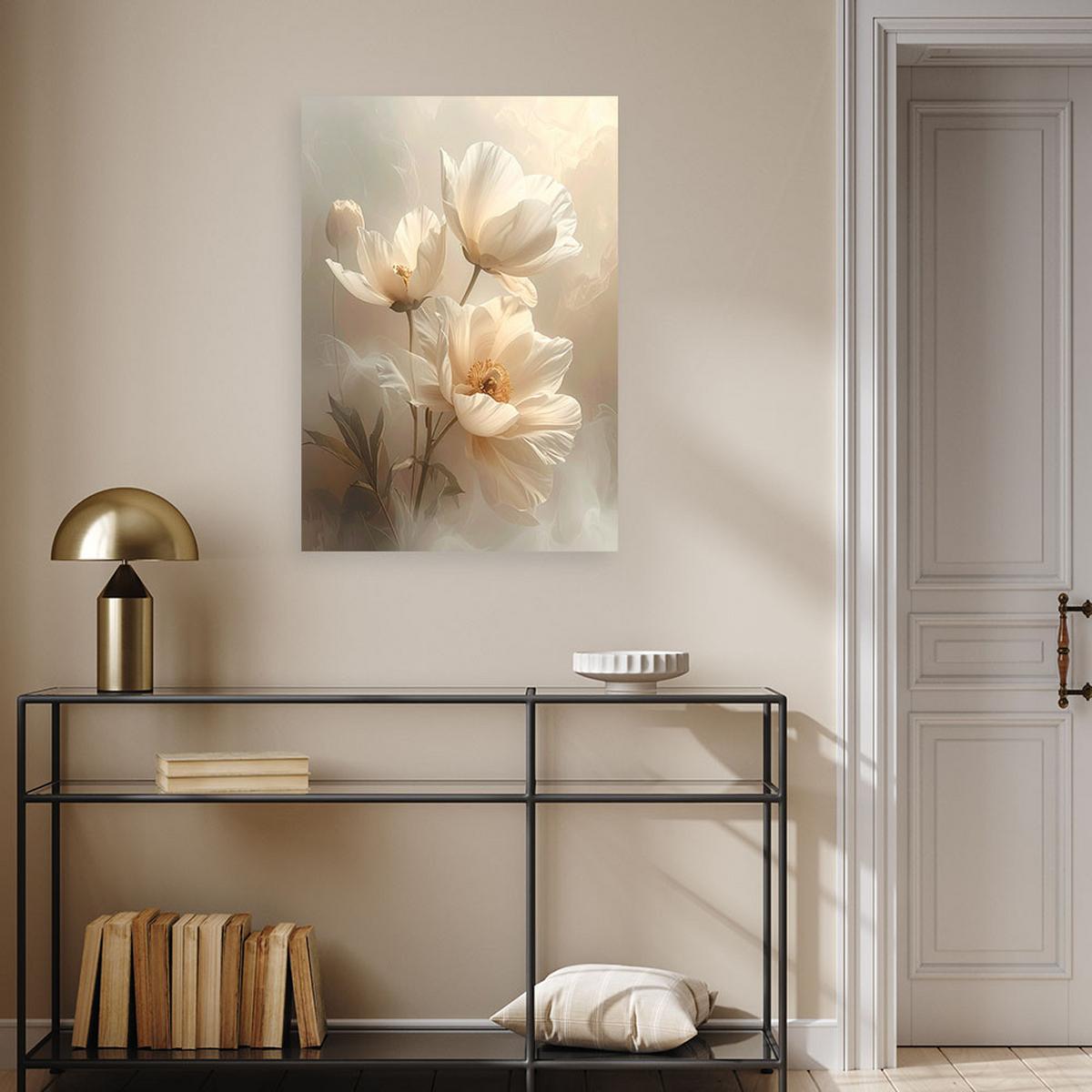 LEINWANDBILD, Beige zarte Blumen Botanik - Beige, Textil (60/90cm) - Feeby