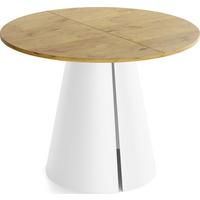 ESSTISCH Lamio runder ausziehbarer, Eiche Hell Braun 100-180/100/76 cm - Eichefarben/Weiß, Holzwerkstoff/Metall (100/176/76cm) - WFL GROUP