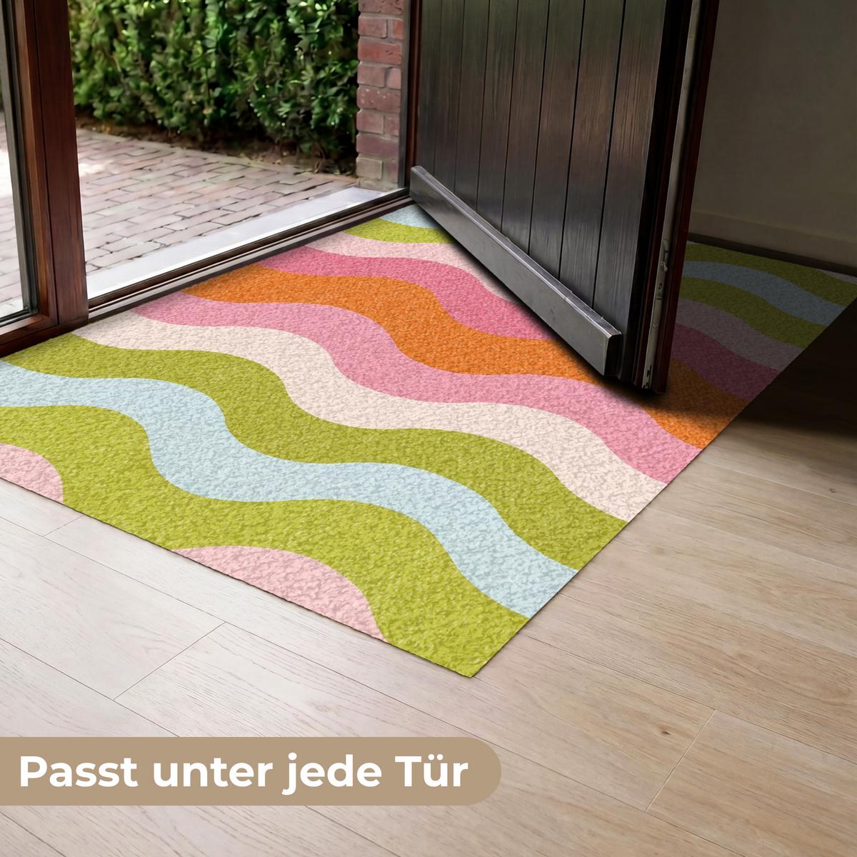 FUSSMATTE Bahnen - Wellen - Bunt - Vertikal Fußabtreter 120x80 cm - Multicolor, Kunststoff (120/0.4cm) - MuchoWow