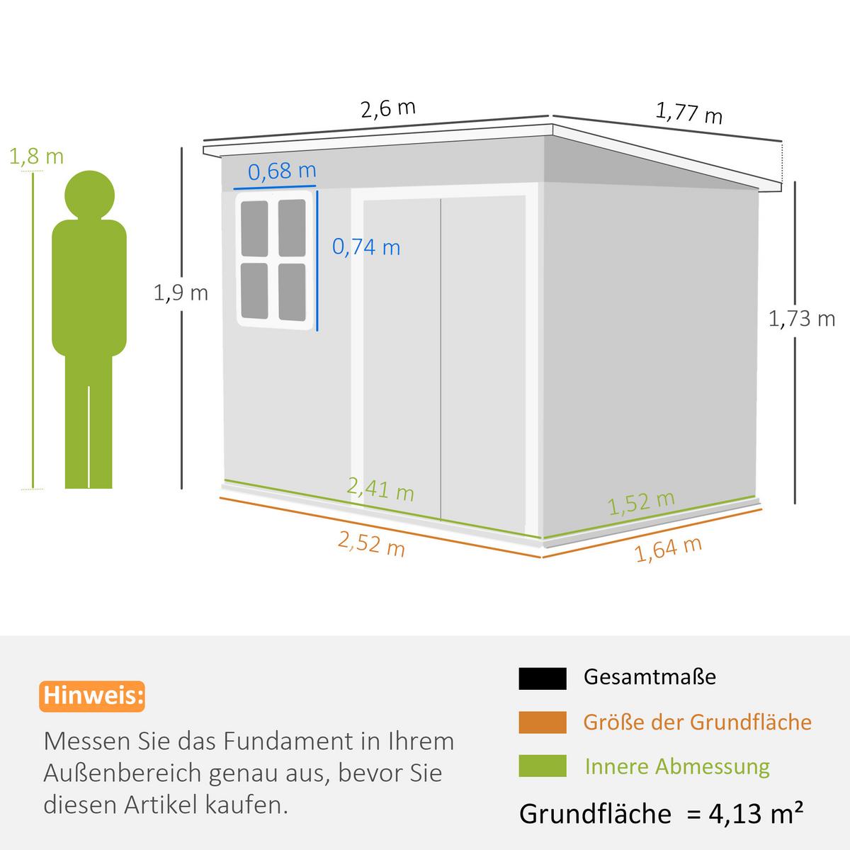 GARTENSCHUPPEN Verzinkter Stahl Grün - Grün, Metall (177/190/260cm) - Outsunny