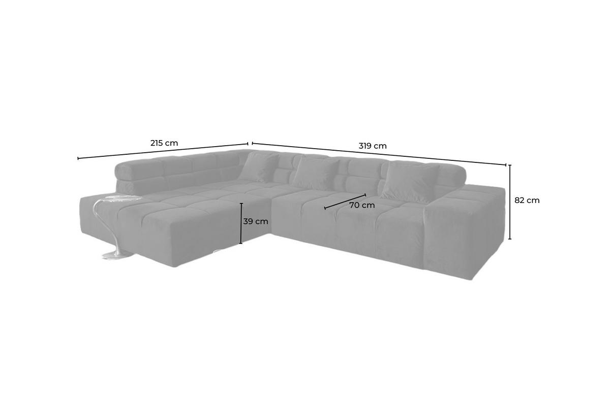 ECKSOFA MIT MOTORISCHEM SITZVORZUG NEVADA Silber Velvet Relaxfunktion - Silberfarben/Schwarz, Textil (319/215cm) - KAWOLA