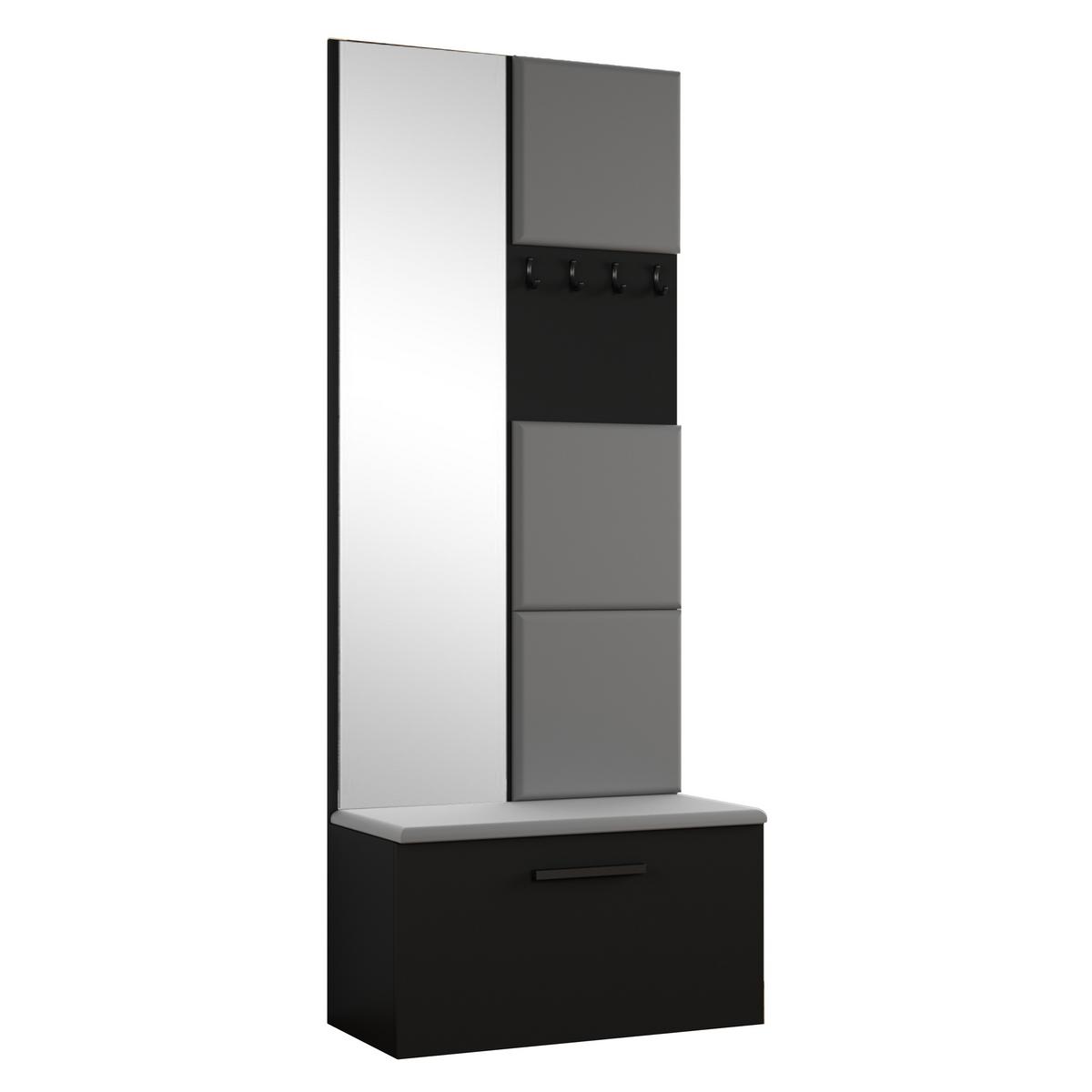 GARDEROBENSCHRANK MODULO 161,2/204/40 cm Modern Garderobe-Set Schwarz - Schwarz/Grau, Holzwerkstoff (161.2/204/40cm) - MASSENO