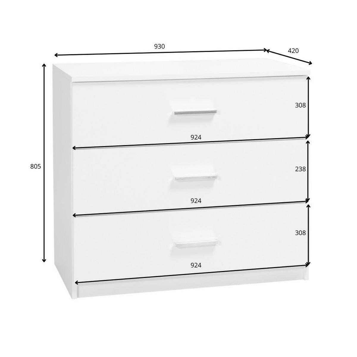 KOMMODE ELDRI 93/80,5/42cm mit 3 Schubladen Türen Weiß - Weiß, Holzwerkstoff (93/80.5/42cm) - MASSENO