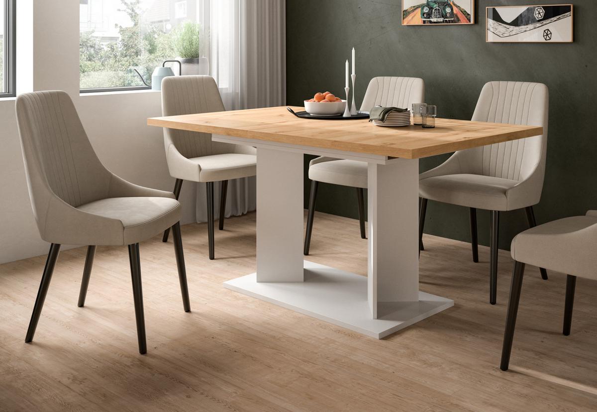 ESSTISCH Eiche Artisan, weiß 150 - 190 x 90 cm, Küchentisch ausziehbar - Eiche Artisan/Weiß, Holzwerkstoff (90/150/76cm) - Inn.Furn