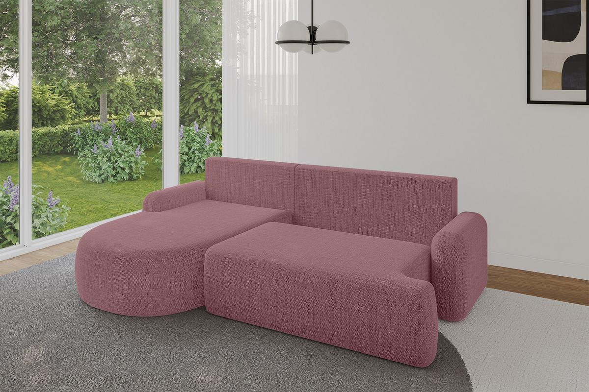 ECKSOFA mit Schlaffunktion und Bettkasten LIRA-L - 264x172x89 Altrosa - Altrosa, Holzwerkstoff/Textil (264/172cm) - ALTDECOR