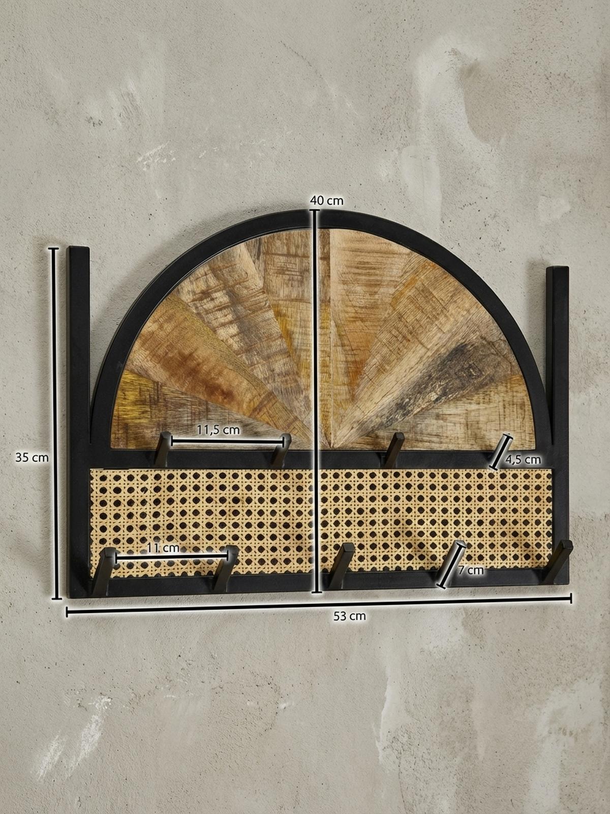 WANDGARDEROBE Mango Massivholz Rattan Metall Modern - Braun, Holz/Metall (53/40/8cm) - KADIMA DESIGN