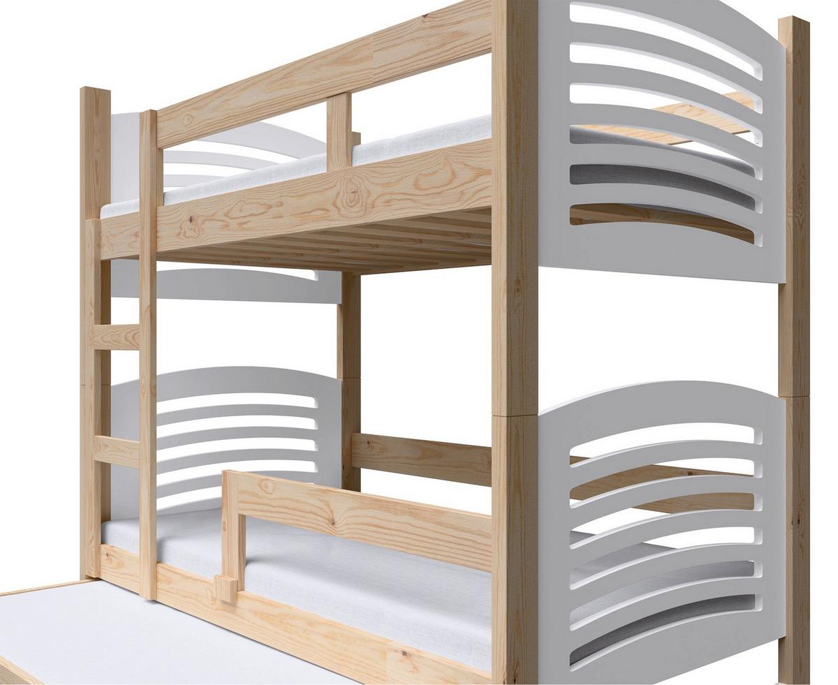 ETAGENBETT FÜR 3 PERSONEN Cami 75x180 cm - Beige, Holz (75/180cm) - Selsey