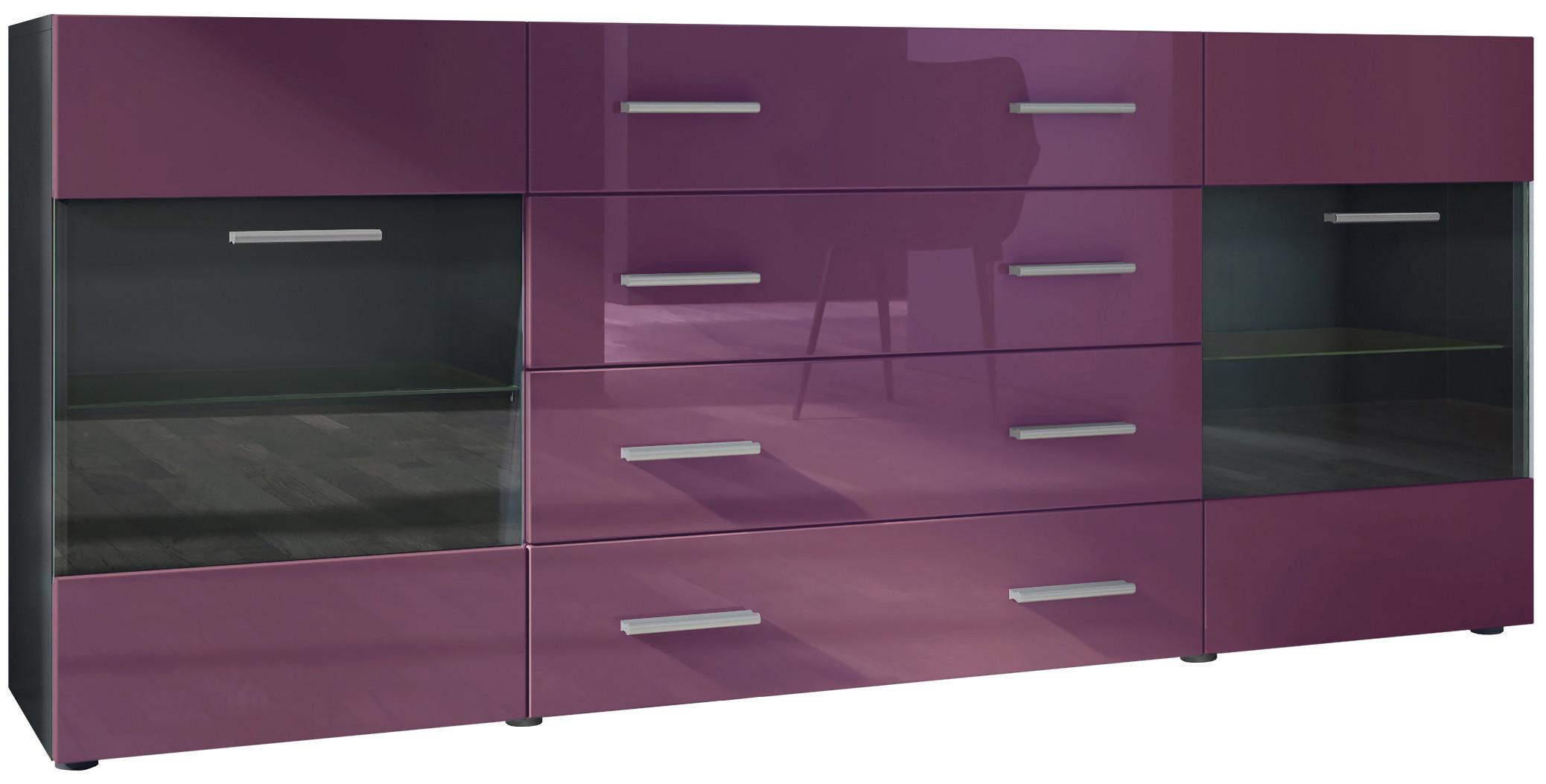 SIDEBOARD Carlos Brombeer Hochglanz - Brombeere, Holzwerkstoff (166/72/35cm) - Vladon