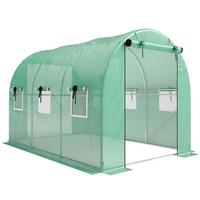 GEWÄCHSHAUS 3 x 2 x 2 m Foliengewächshaus mit Rollbar Reißverschlusstür - Grün, Kunststoff (200/200/300cm) - Outsunny