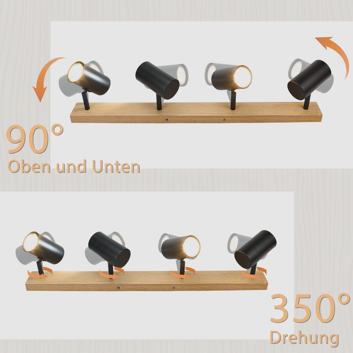 DECKENSTRAHLER Adenau 4-flammig 60/6/16.5 cm - Schwarz, Metall (60/6/16.5cm) - Nettlife