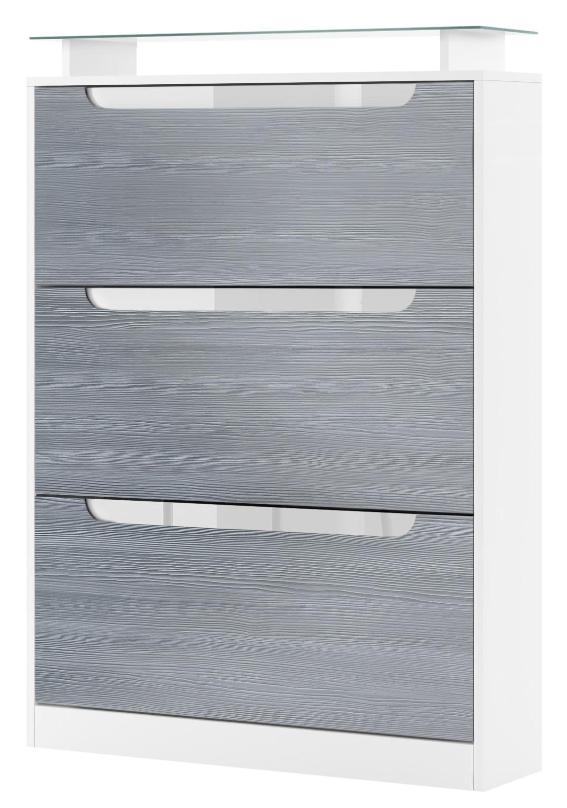 SCHUHSCHRANK Space Avola-Anthrazit / Weiß Hochglanz - Anthrazit, Holzwerkstoff (89/128/23cm) - Vladon