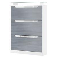 SCHUHSCHRANK Space Avola-Anthrazit / Weiß Hochglanz - Anthrazit, Holzwerkstoff (89/128/23cm) - Vladon