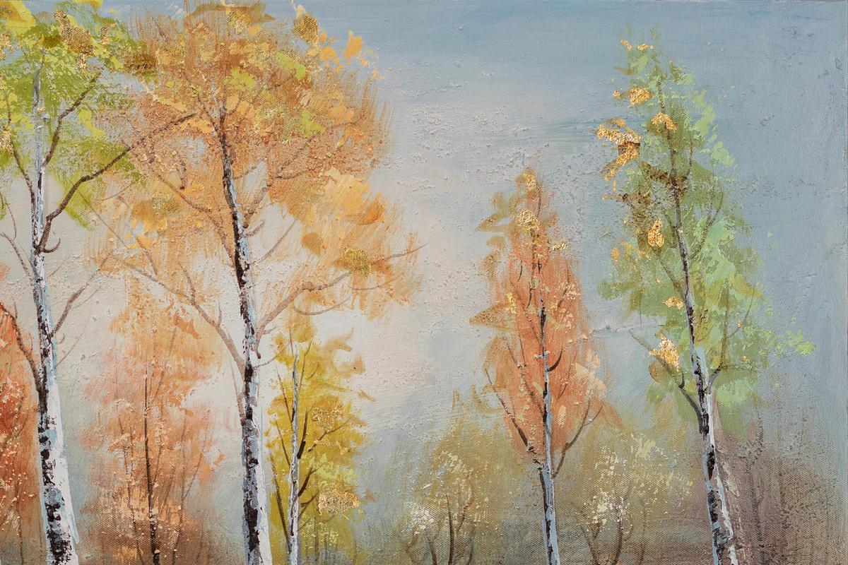ACRYLBILD HANDGEMALT 90/60 cm - Goldfarben/Kupferfarben, Holz/Textil (90/60cm) - KUNSTLOFT