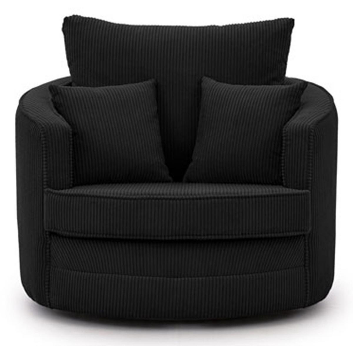DREHSESSEL Ted aus Schwarz Cord-Stoff - Schwarz, Holz/Textil (107/94/100cm) - S-Style Möbel