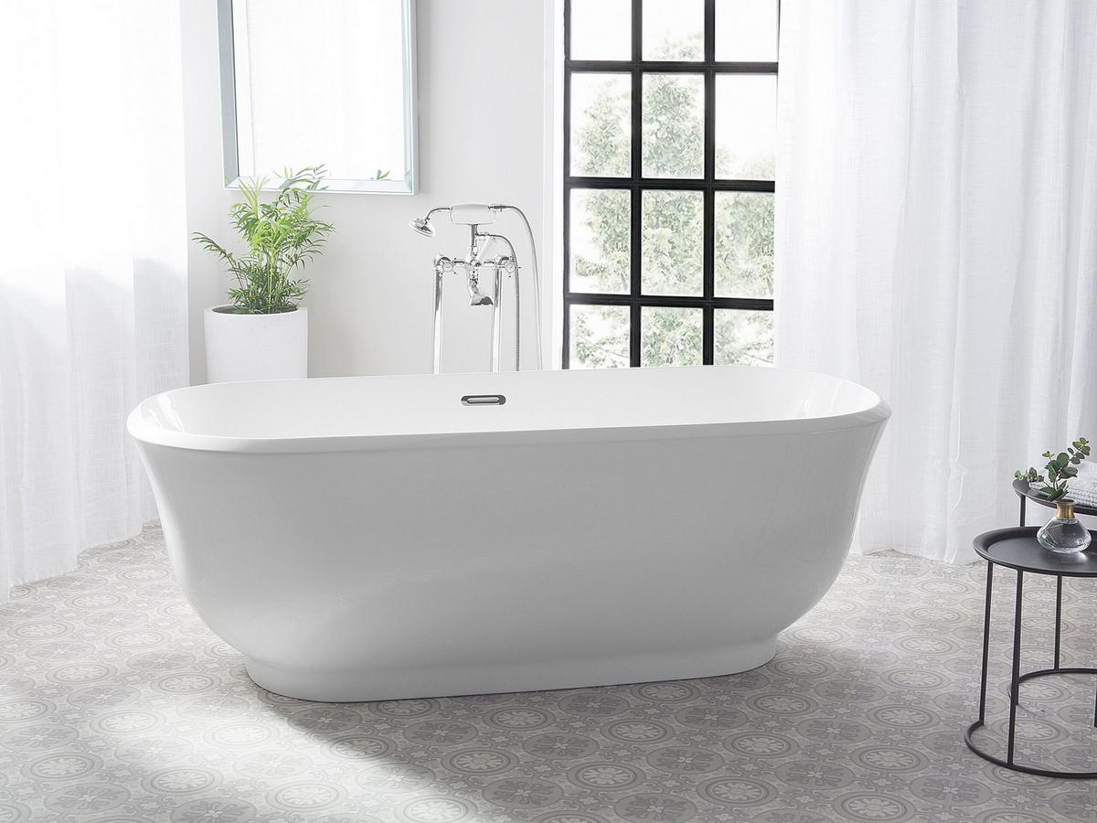 BADEWANNE FREISTEHEND 77x170x61 cm weiß Tesoro - Weiß, Kunststoff (77/61/170cm) - Beliani