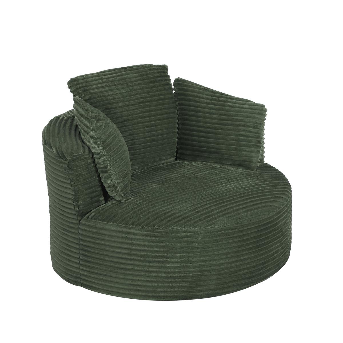 SESSEL weicher cordstoff taschenfederkern & komprimierte lieferung - Grün, Textil (124/86/113cm) - Urban Meuble