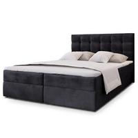 BOXBETT GLOS K 140x200 cm mit Matratze und Topper, H2+H3 - Schwarz - Schwarz, Holz (140/200cm) - MASSENO