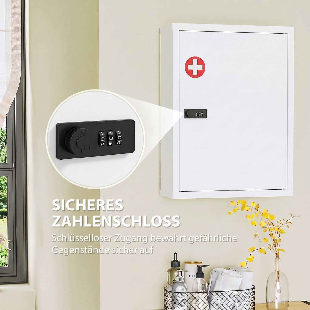 MEDIZINSCHRANK Kaltgewalzter Stahl Weiß - Weiß, Metall (15/53.5/40cm) - HOMCOM
