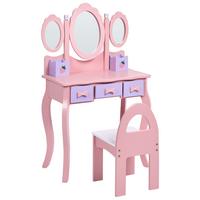 KINDERSCHMINKTISCH mit Stuhl Rosa Rosabelle - Pink, Holz/Holzwerkstoff (60/98/29cm) - Beliani