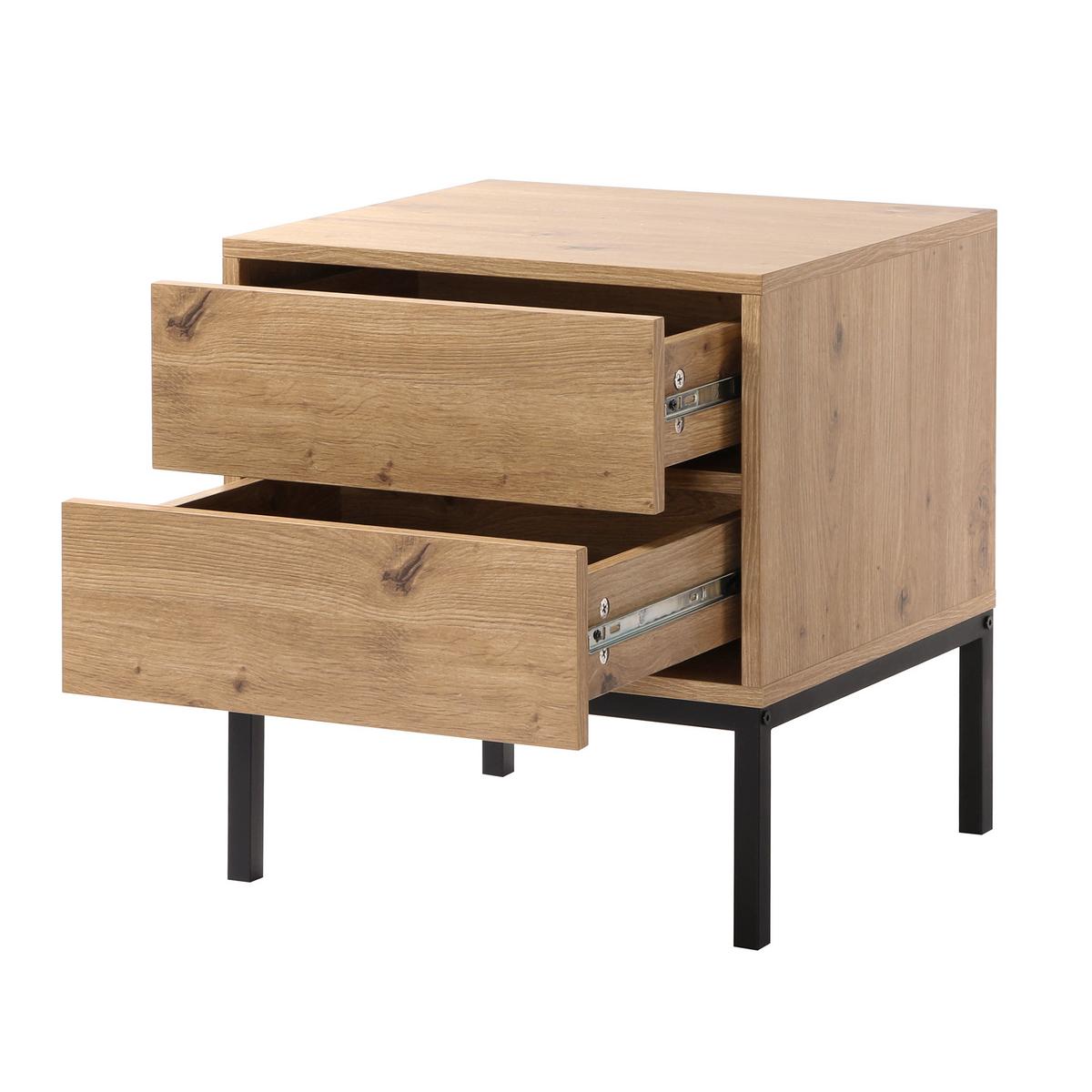 NACHTTISCH mit 2 Schubladen Holzdekor 45/40/50 cm - Eichefarben, Holzwerkstoff (40/50/47.5cm) - Calicosy
