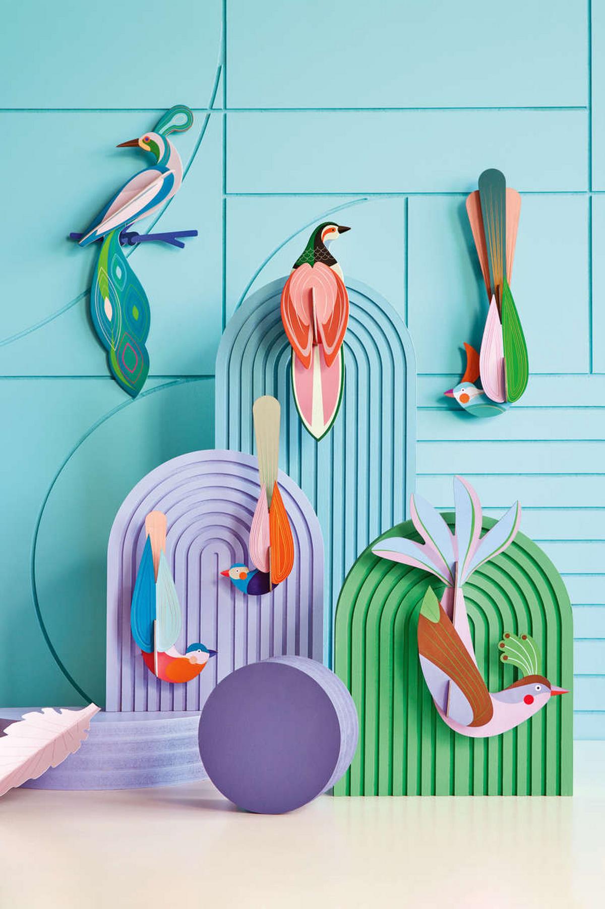 WANDDEKO Tropenvogel-Paradies 23/7 cm - Pink/Grün, Wellpappe (23/7/27cm) - Studio Roof
