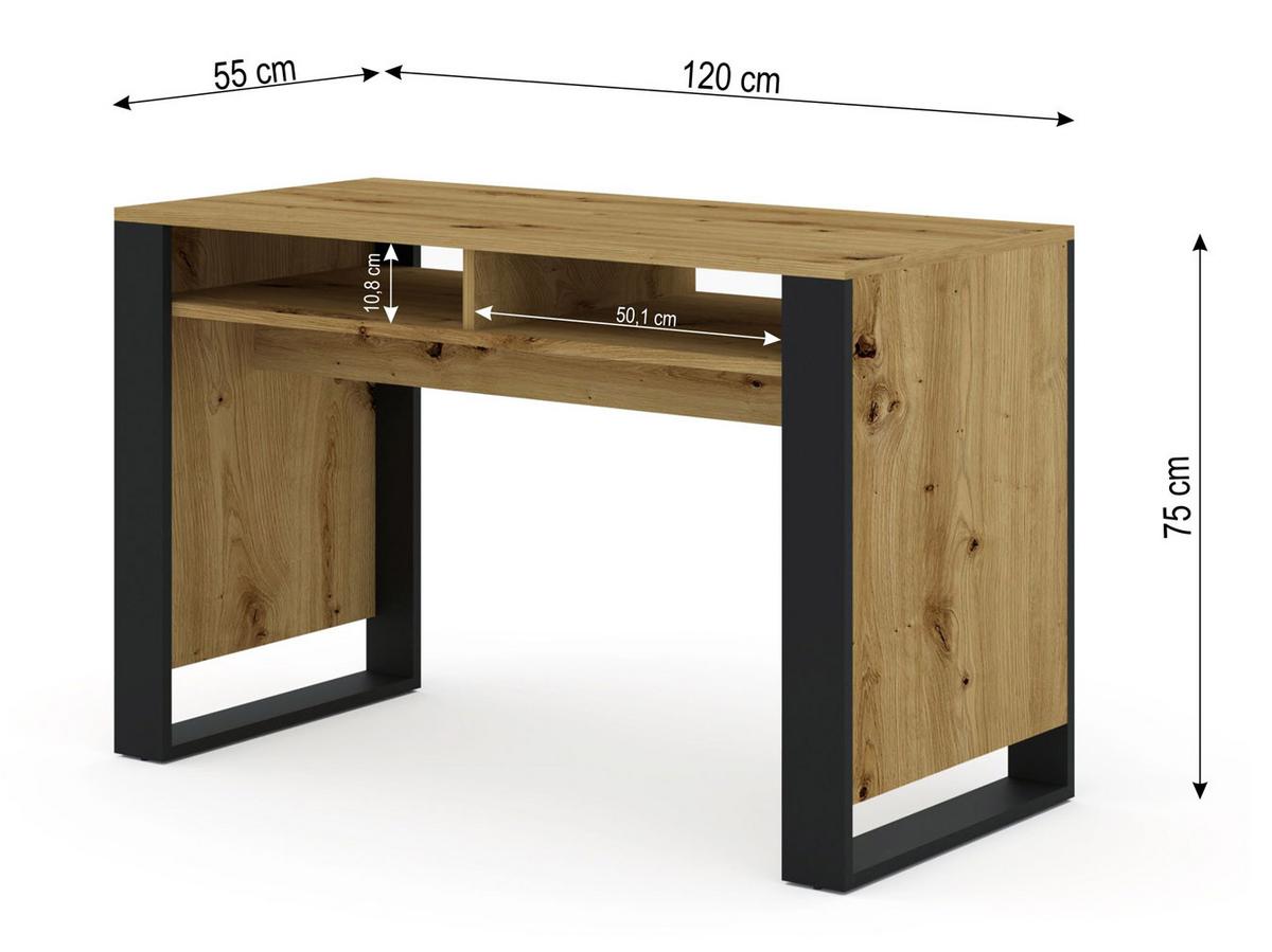 SCHREIBTISCH Artisan Eiche, Schwarz 120/75/55 - Schwarz, Holzwerkstoff (90/50/75cm) - RAUMHIRSCH FURNITURE