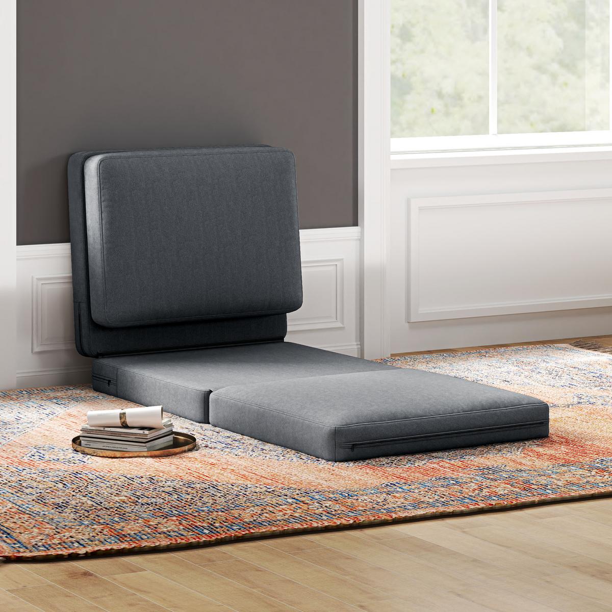 BODENSOFA 3-in-1, bis 240 kg belastbar, Dunkelgrau - Dunkelgrau, Kunststoff (75/18/268cm) - HOMCOM