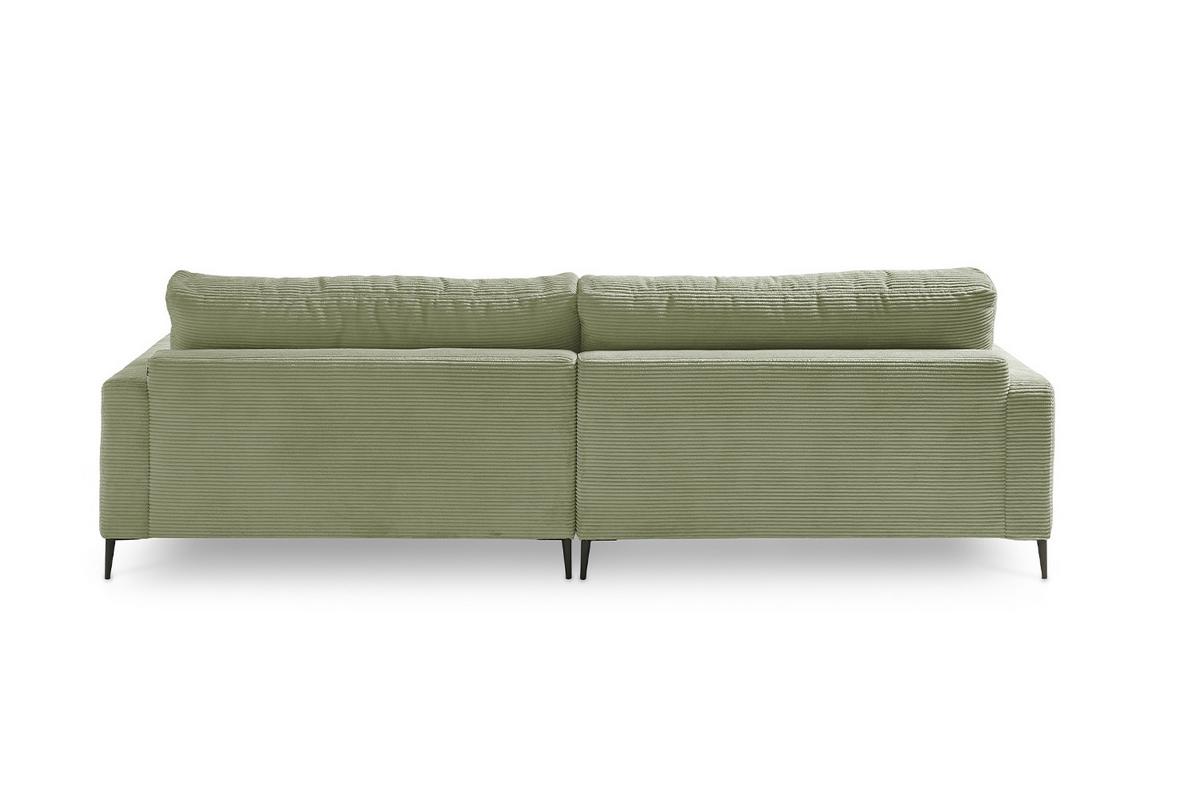 ECKSOFA CARA Grün Cord - Schwarz/Olivgrün, Textil/Metall (272/190cm) - KAWOLA