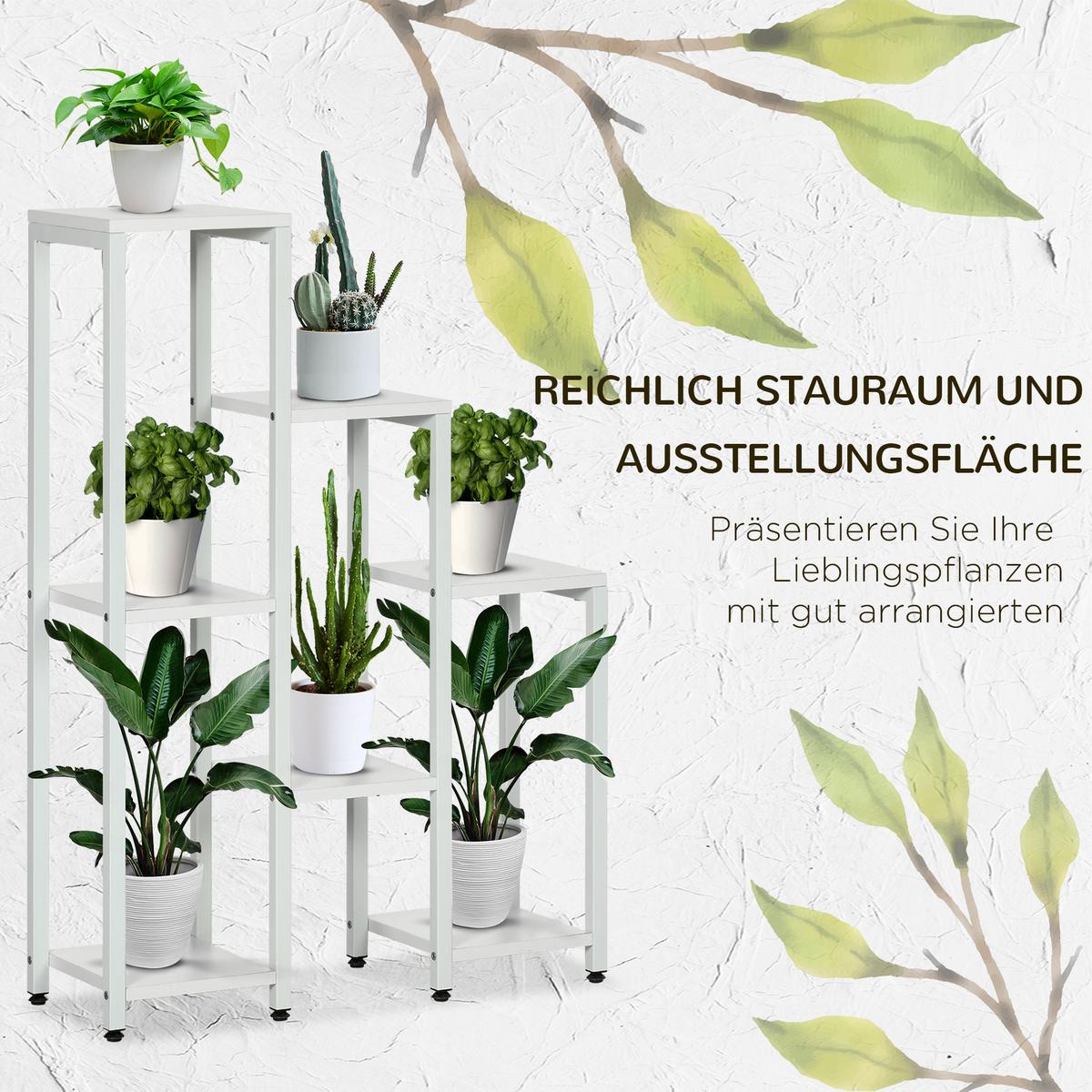 BLUMENSTÄNDER MDF Stahl Weiß - Weiß, Kunststoff (23/94.5/65cm) - Outsunny