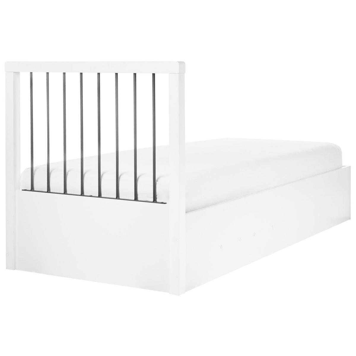 BETT mit Stauraum 90/200 cm MDF-Platte Cremeweiß Rouvillers - Creme, Holz (90/200cm) - Beliani