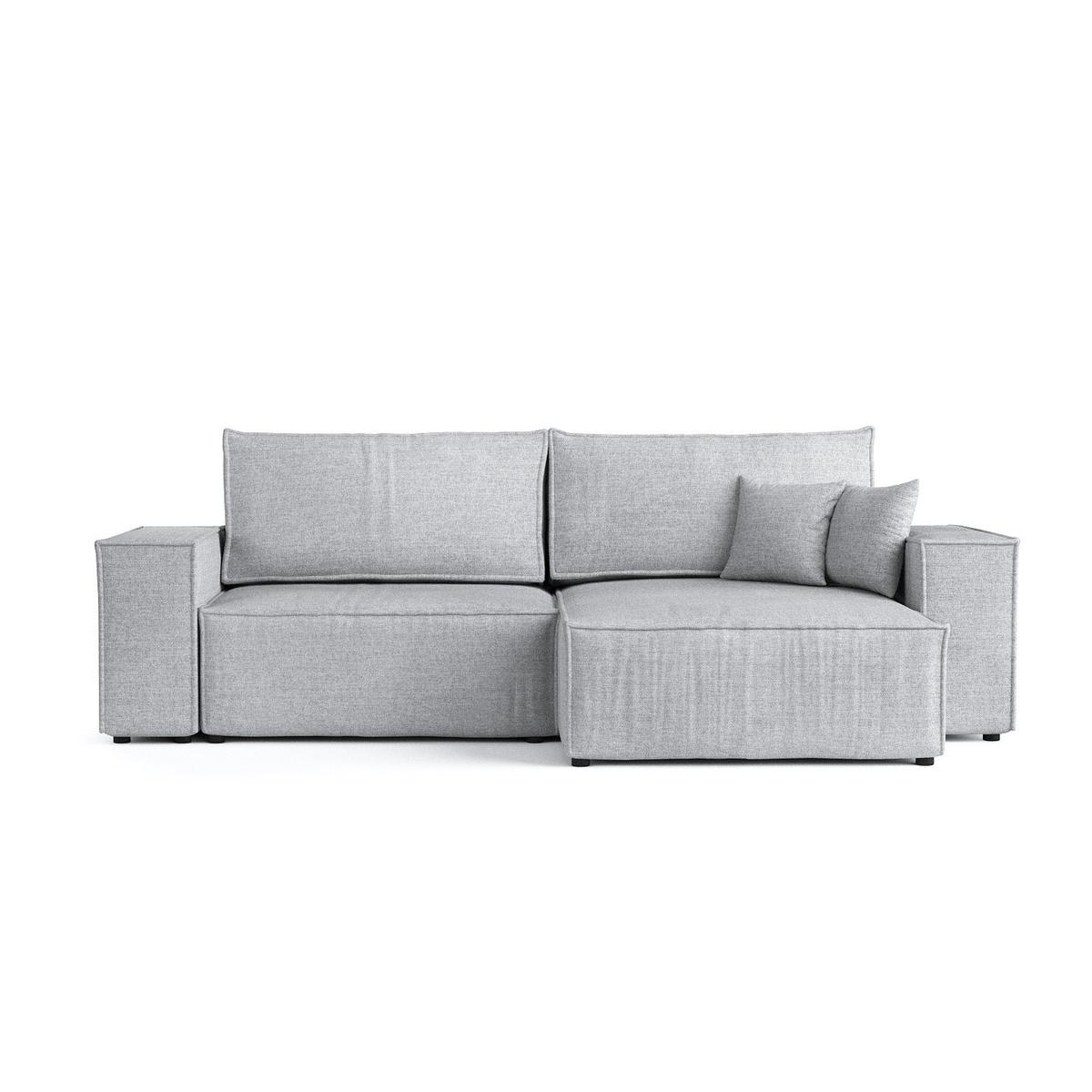 ECKSOFA CAVO mit Schlaffunktion Hellbeige im City Stoff - Hellgrau/Schwarz, Holz/Holzwerkstoff (255/148cm) - AltaBeds