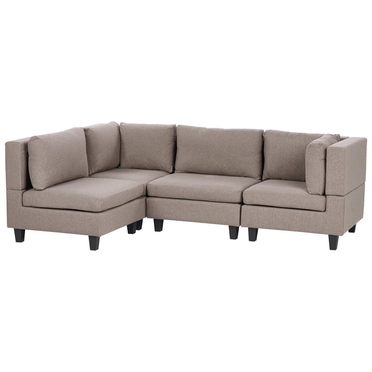 ECKSOFA Modul 4-Sitzer rechtsseitig Braun Stoff Unstad - Schwarz/Braun, Textil (228/152cm) - Beliani