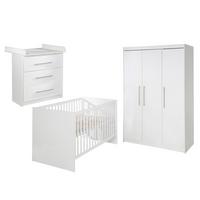 BABYZIMMER-SET Maren mit schmaler Wickelkommode 3-teilig - Weiß, Holzwerkstoff (76/80/142cm) - Roba