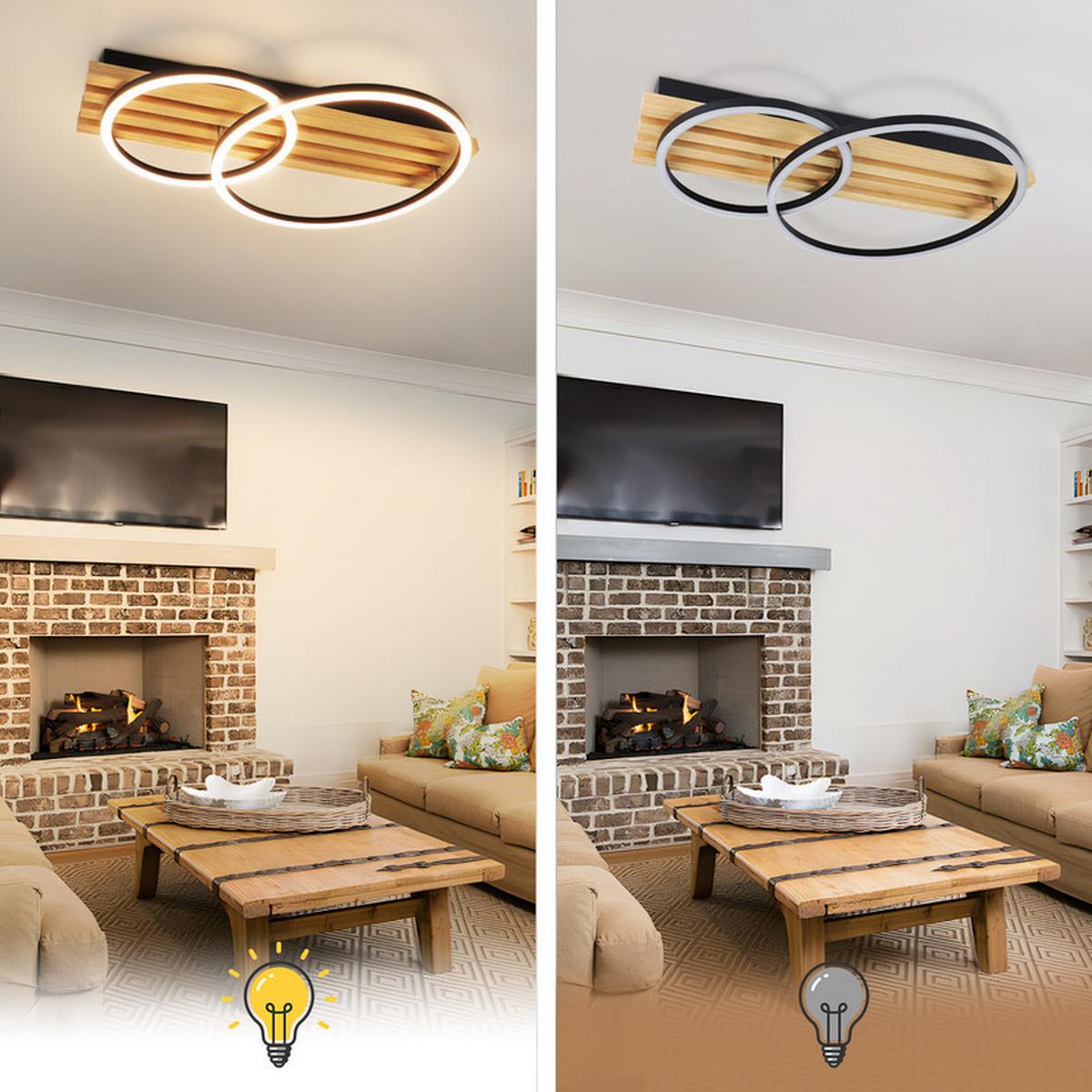 LED-DECKENLEUCHTE Elfriede II 8.8/55/35cm - Eschefarben, Holz (8.8/55/35cm) - Nettlife