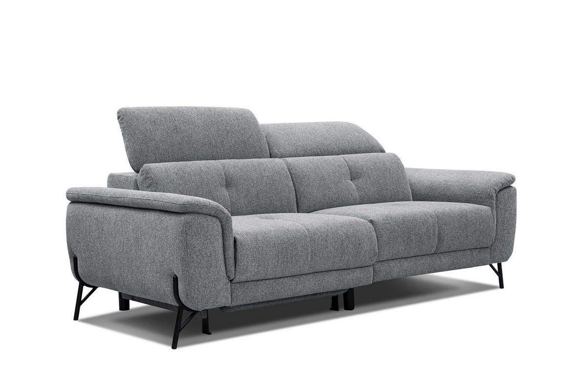 SOFA AVENA 3-Sitzer mit 1 Relaxfunktion, grau - Grau, Holzwerkstoff/Textil (204/80/108cm) - Wozimo