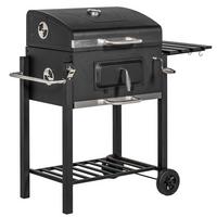 HOLZKOHLEGRILL - Schwarz, Metall (65/108/113cm) - Outsunny