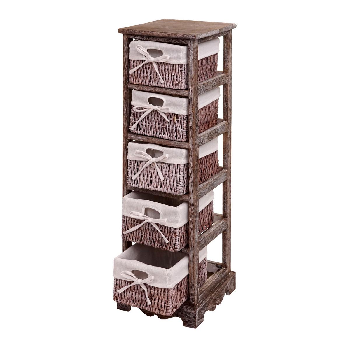 KOMMODE MIT 5 KORBSCHUBLADEN Braun - Braun, Holz (25/90/28cm) - MCW