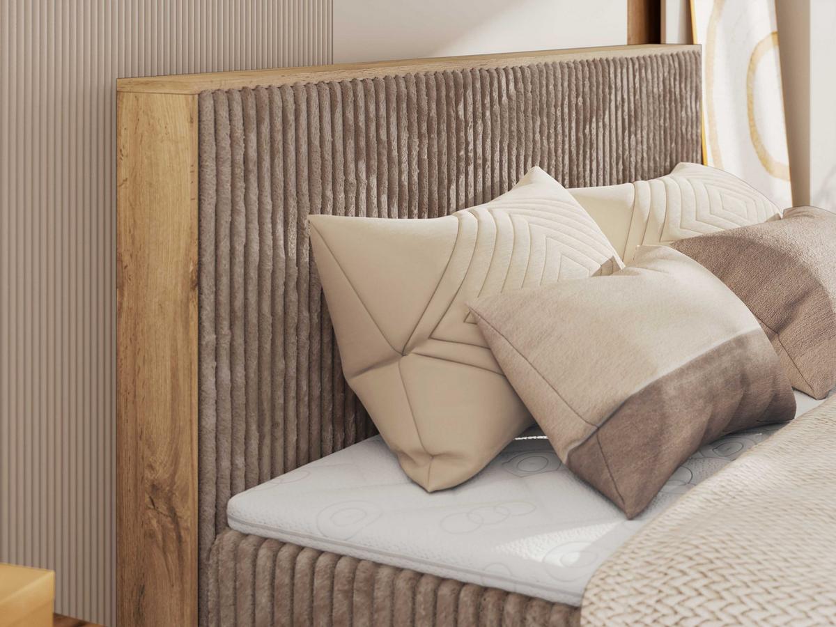 BOXBETT WOOD CLASSIC KING 200/200 - Braun Cord - H3 - Braun, Textil (200/200cm) - MKS
