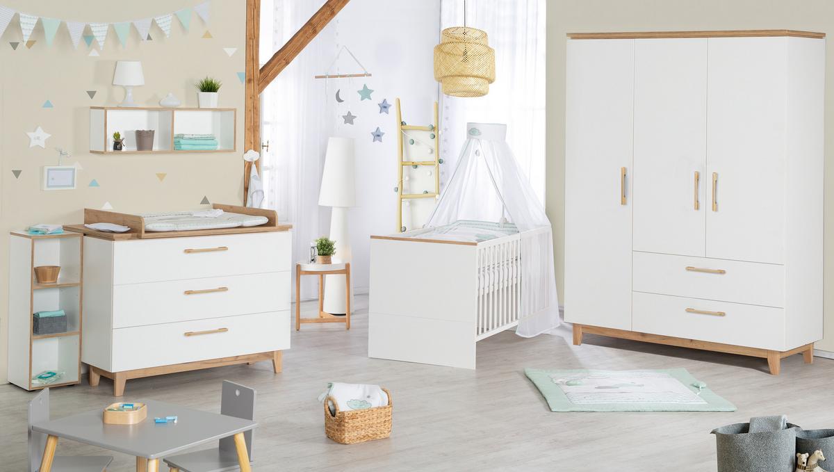 BABYZIMMER-SET Finn 3-teilig - Weiß, Holzwerkstoff (76/82.5/144cm) - Roba