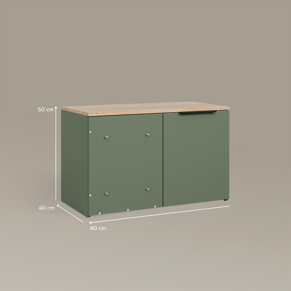 ECKKOMMODE Piave Grün mit Tür - Grün, Holzwerkstoff (80/50/40cm) - Livinity®
