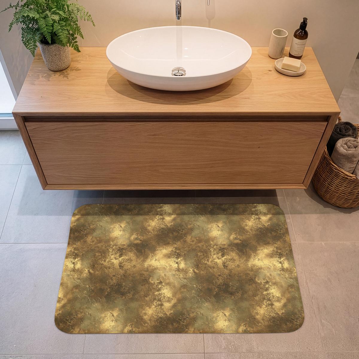 BADEMATTE Antik - Metallic-Look - Gold 90x60 cm - Goldfarben, Textil (90/60cm) - OnlyWow