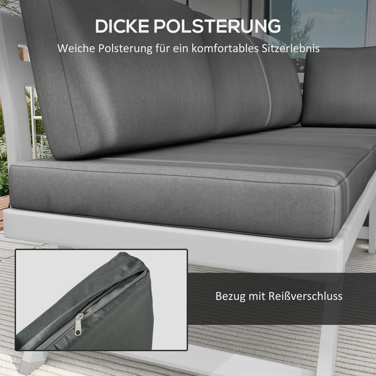GARTENMÖBEL Set, Polyester, Grau - Grau, Kunststoff - Outsunny