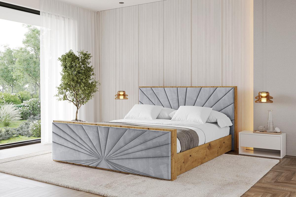 POLSTERBETT mit Bettkasten, Fußteil und Lattenrost, Boxbett mit Matratze H3/H4 - ENZO6-Z 160x200 Hellgrau - Hellgrau, Holzwerkstoff/Textil (160/200cm) - ALTDECOR